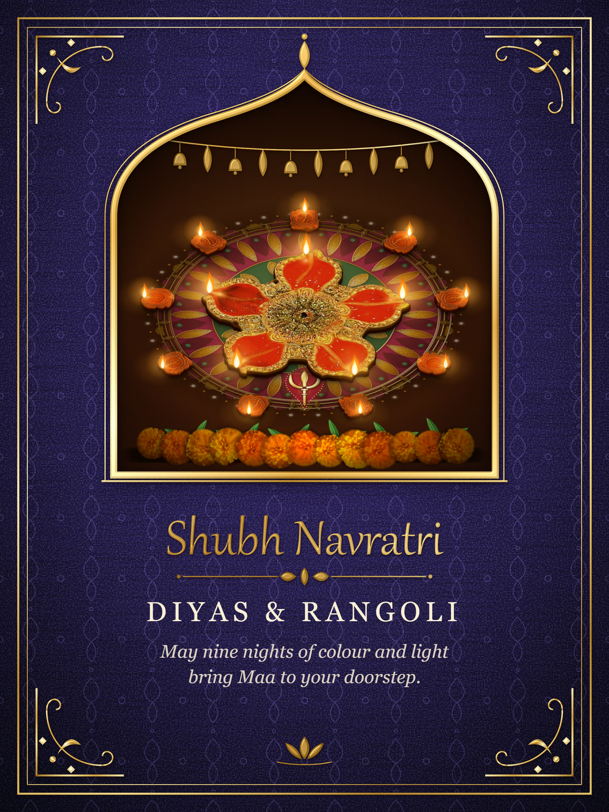 Diyas and Rangoli Diwali card